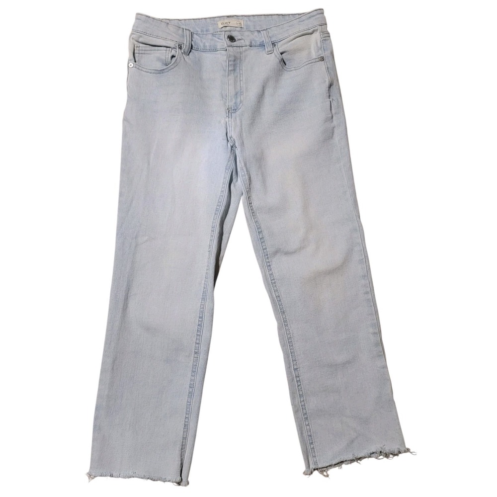 OAT‎ New York Jeans 6/28 Light Wash Cropped Straight Stretch Raw Hem High Rise